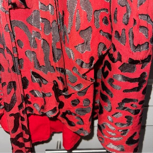 ALICE + OLIVIA Brooks Leopard Animal Print Fit & Flare Red Dress Size 4 - Picture 7 of 11